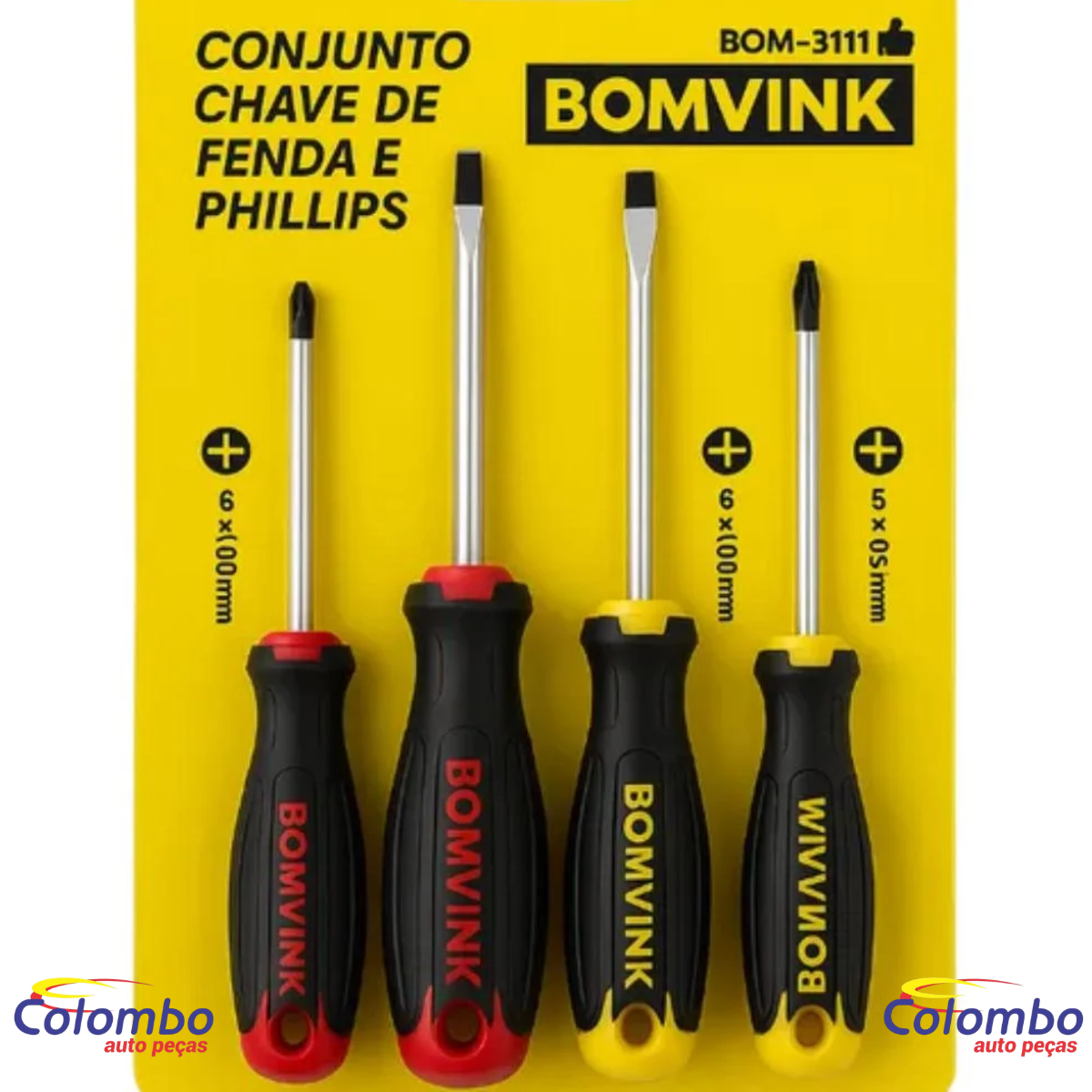 JOGO CHAVE FENDA + PHILIPS (4 CHAVES)